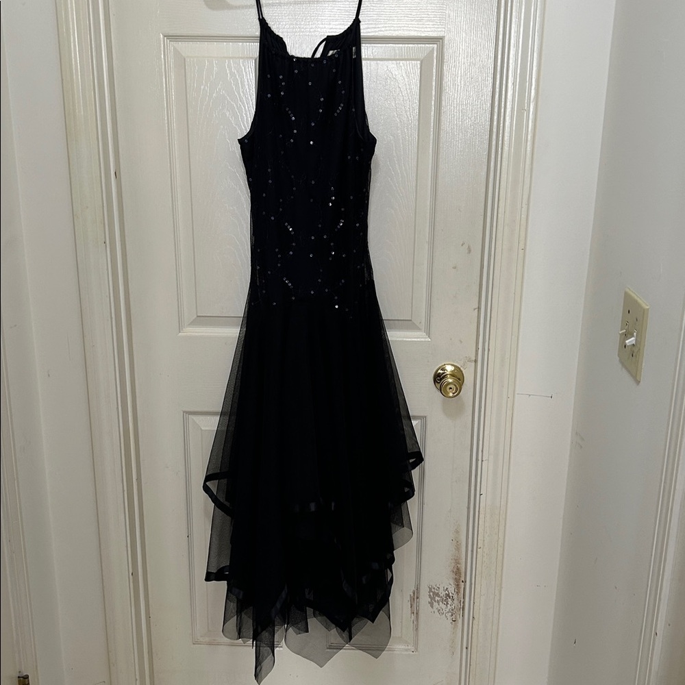 Vintage Masquerade Dress S 7/8 Black sequence, sheet w/liner Formal, full skirt